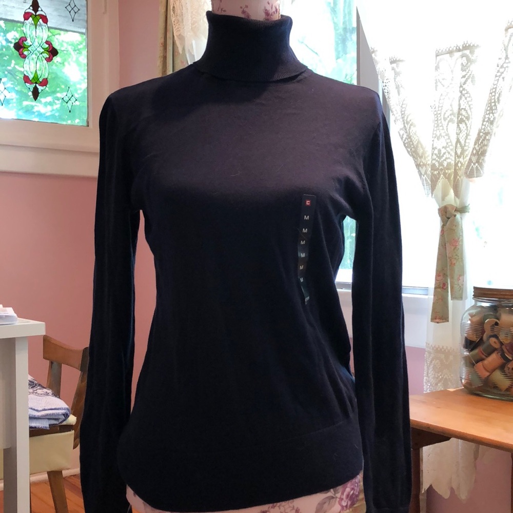 Navy turtleneck